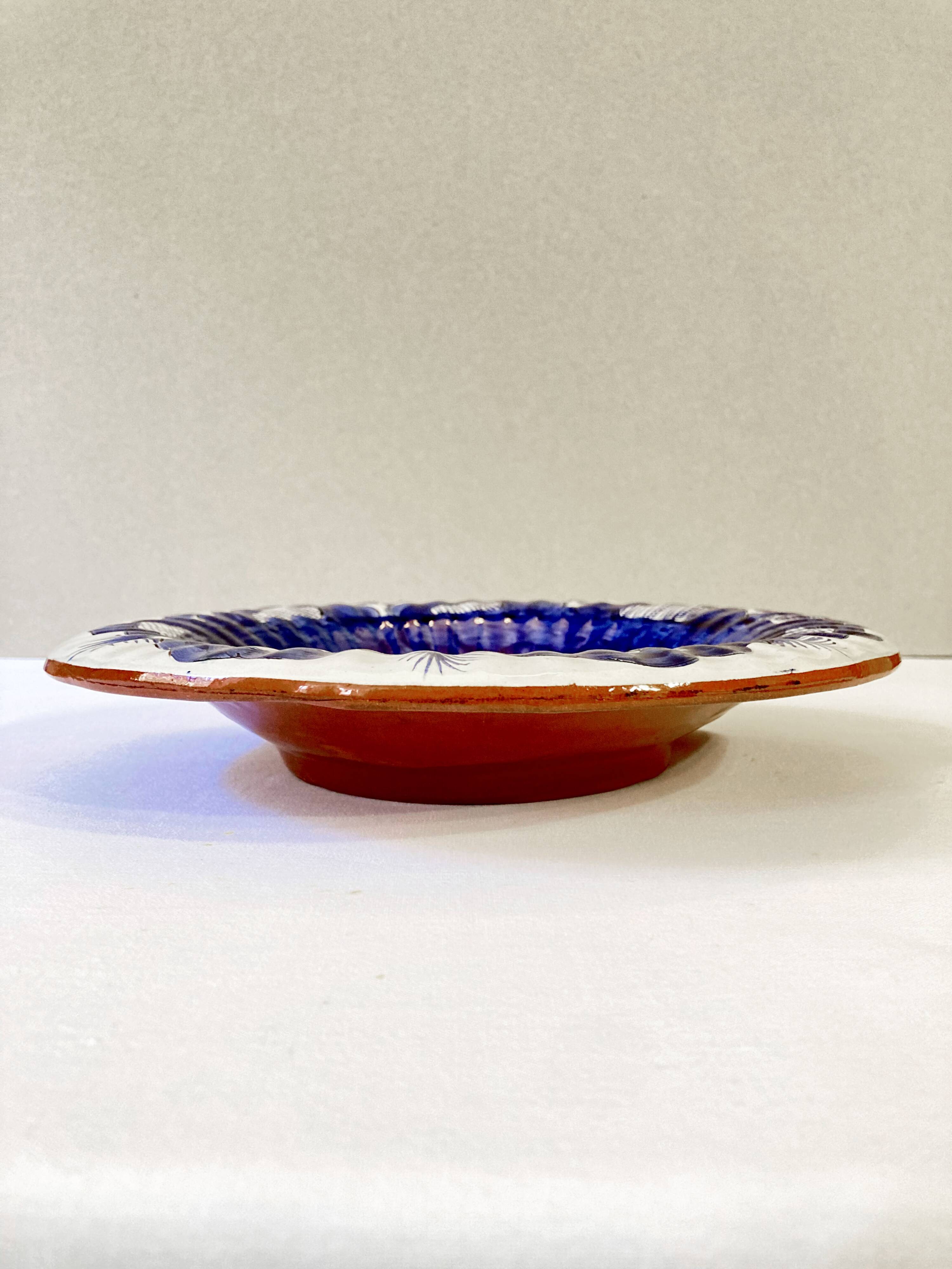 Hand-painted Portuguese ceramic dish, signed, 1993
