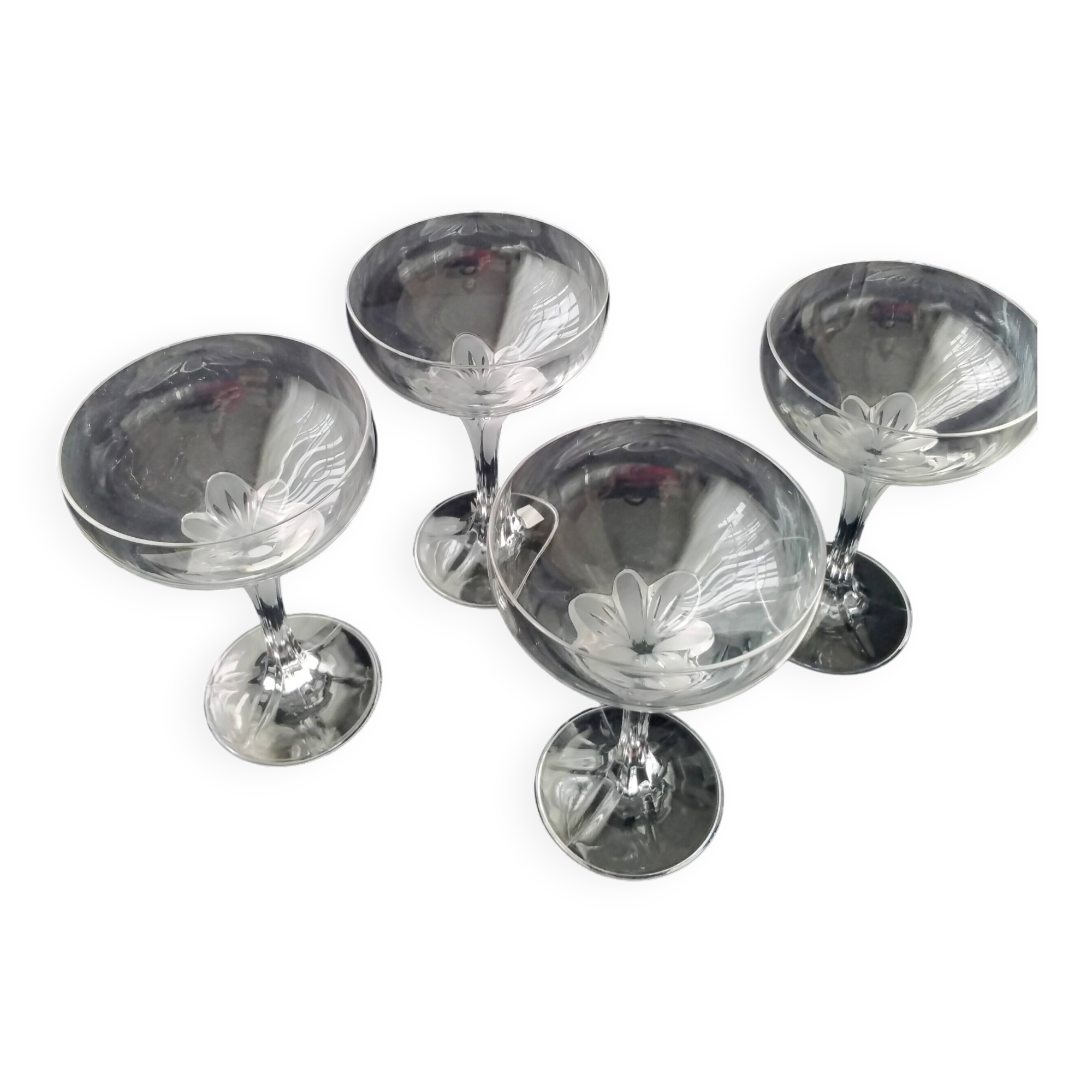 4 Cristal d'Arques Champagne Glasses, Granville Model