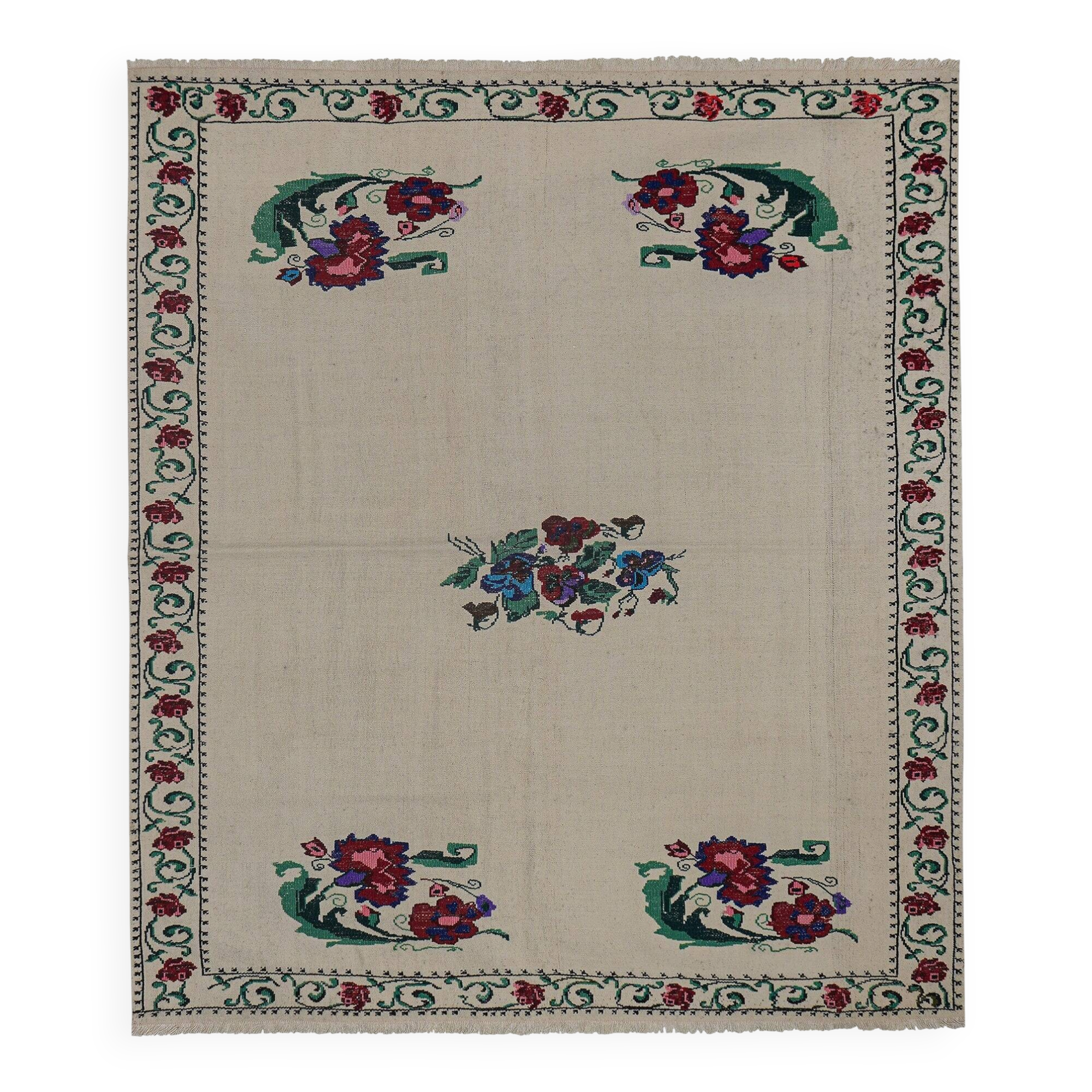 Vintage Turkish kilim handwoven 167x198 cm