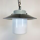 Industrial Hanging Lamp with Milk Glass, 1970s