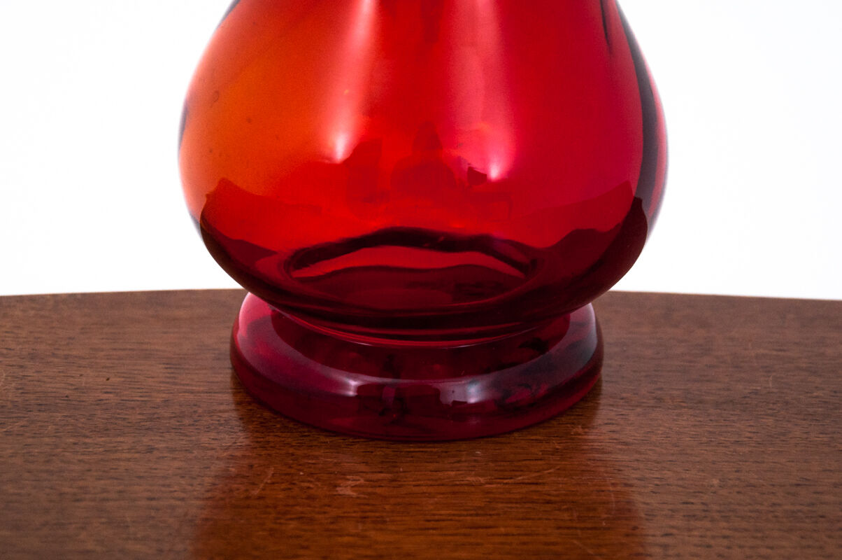 Red Silesia Rustica vase, designed by L. Fiedorowicz, HSG Ząbkowice, 1960s