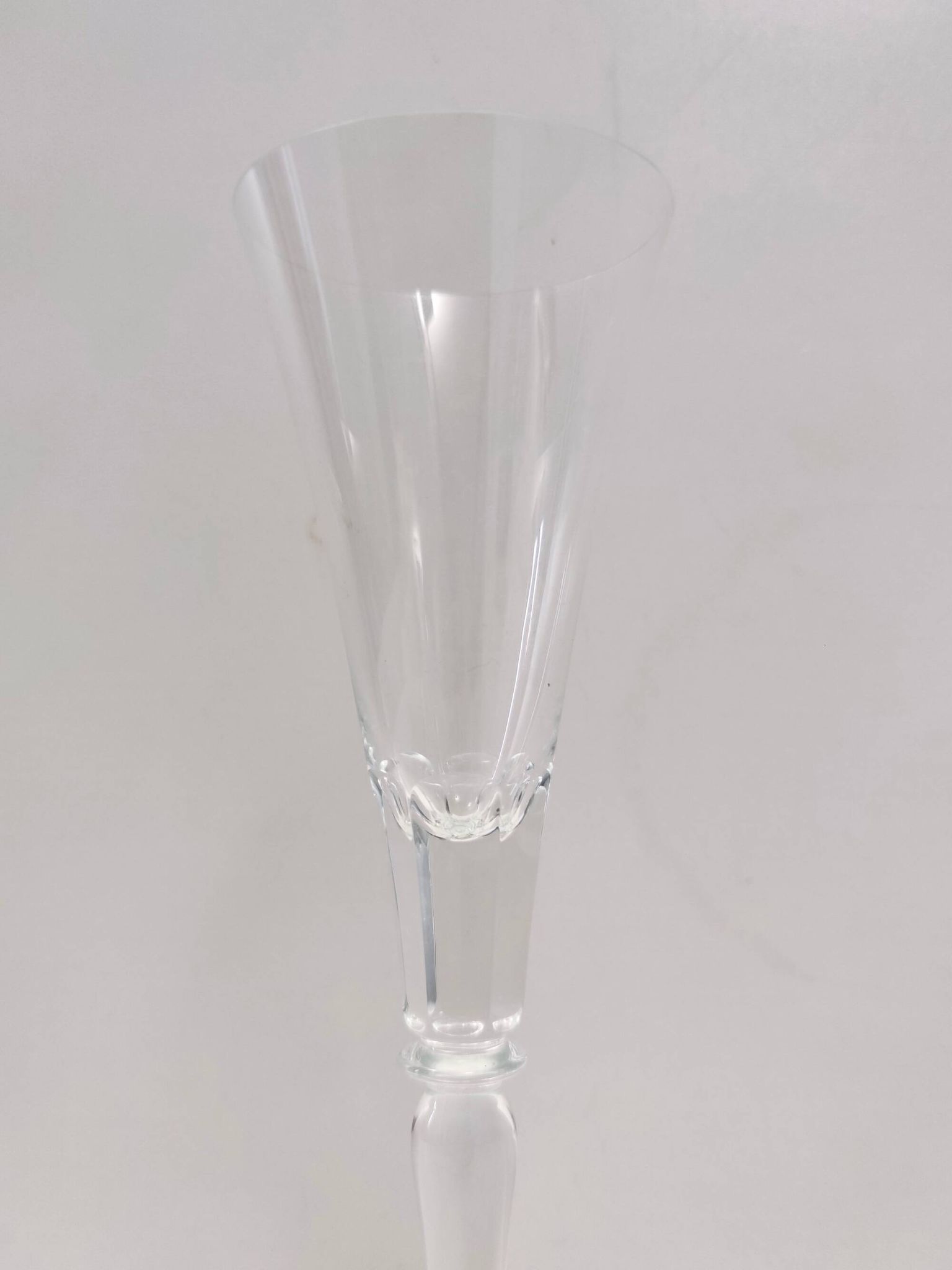 Pair of Vintage Transparent Crystal Flutes attributed to Baccarat