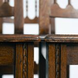 Spanish carved walnut wooden dining chairs, 1970s