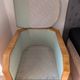 Vintage armchair Hugues Chevalier Paris — Almond green leather & Wood