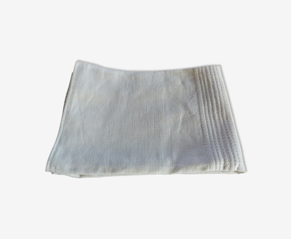 Nappe de vendanges pure lin épais rectangulaire avec rayures tissées de chaque cotés