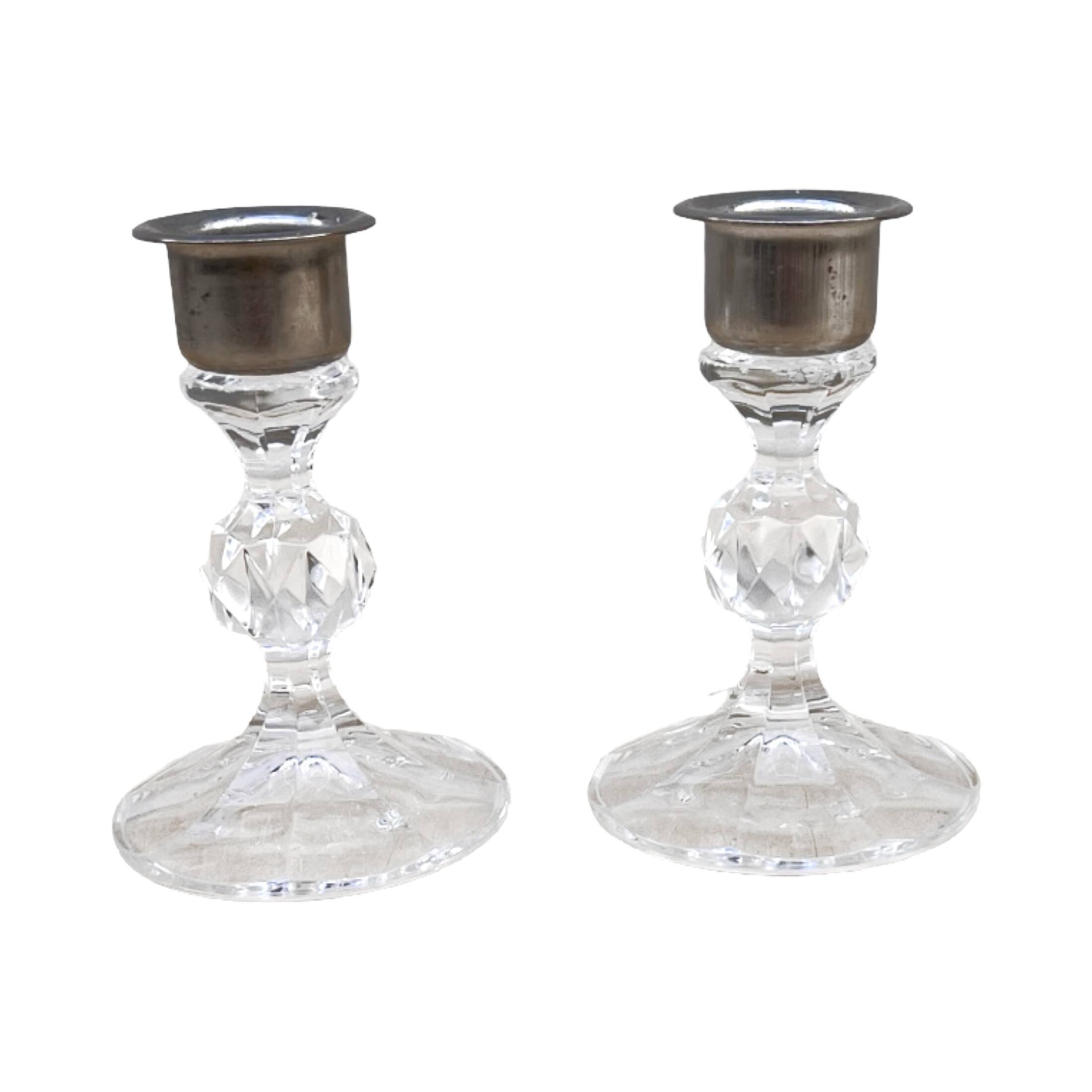 Paire de bougeoirs en cristal, Crystalex, Tchécoslovaquie, années 1980.