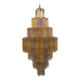 Murano Glass Amber and Violet Tronco Chandelier
