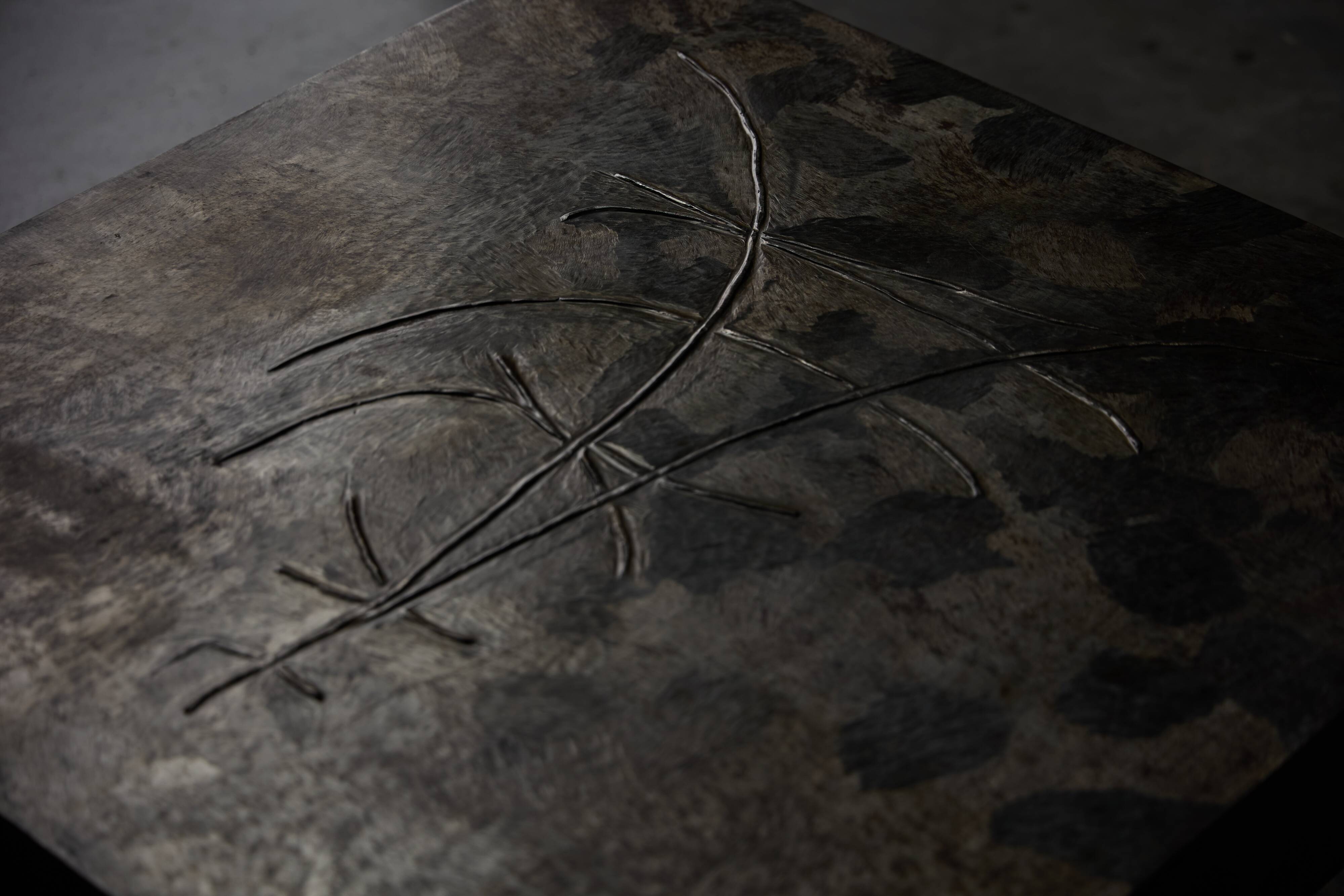 Brutalist Steel Coffee Table, France, 1970s