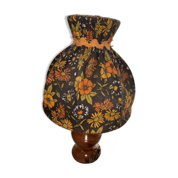 Lampe de chevet Flower Power authentique 1970 – Bois tourné