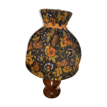 Authentic 1970 Flower Power bedside lamp – Turned wood