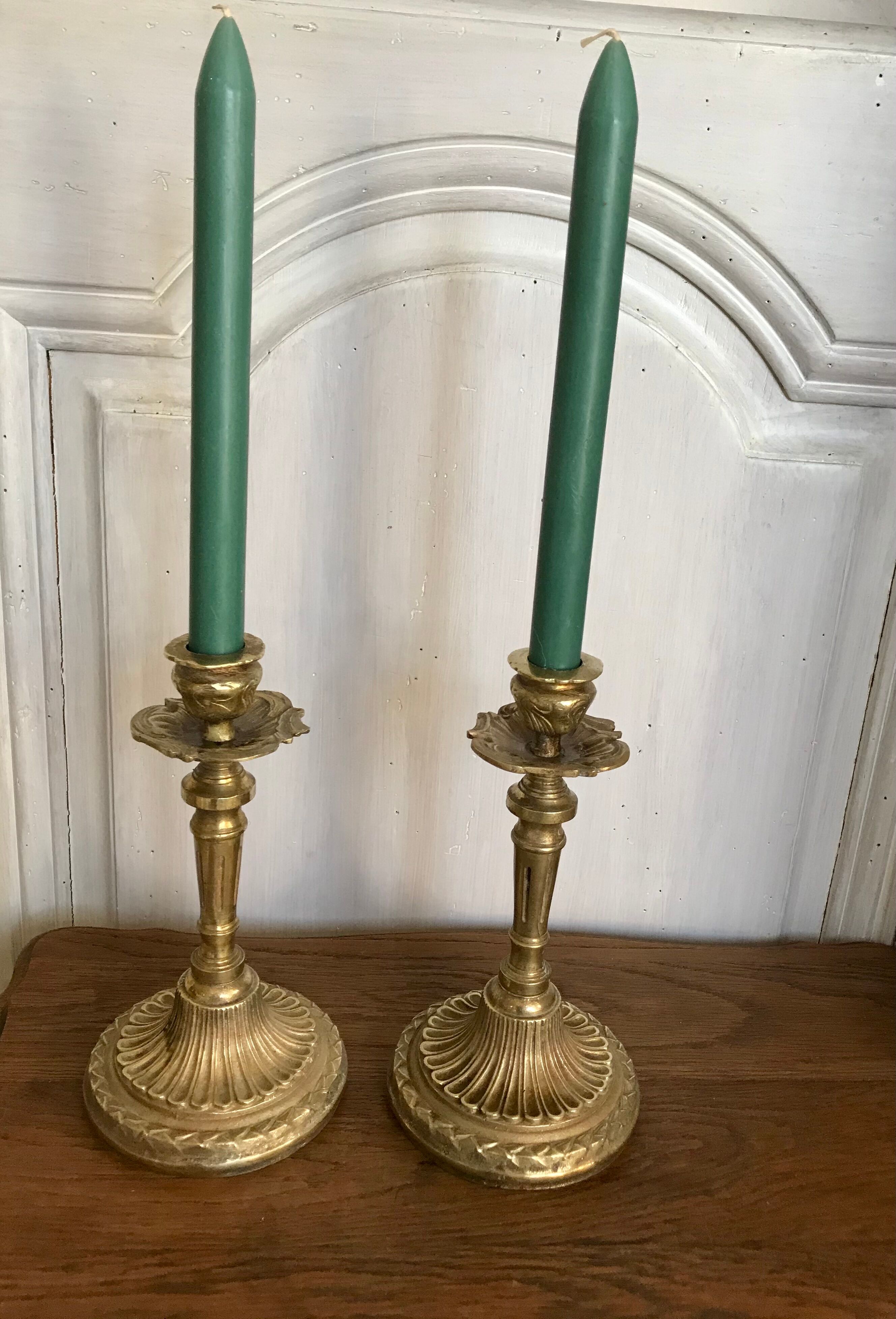 Pair of gilded bronze candlesticks