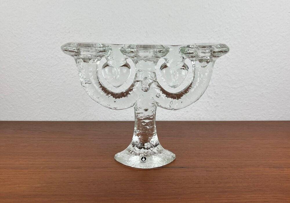 Vintage Swedish glass candlestick from Pukeberg, 1970s