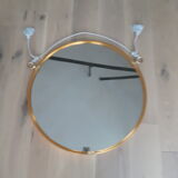 Large golden round mirror 70cm