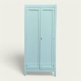 Vintage Parisian wardrobe, blue-green and gray