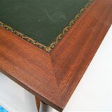 Mahogany coffee table, green leather, bronze Empire style