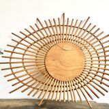 Sun mirror in rattan made in 1960