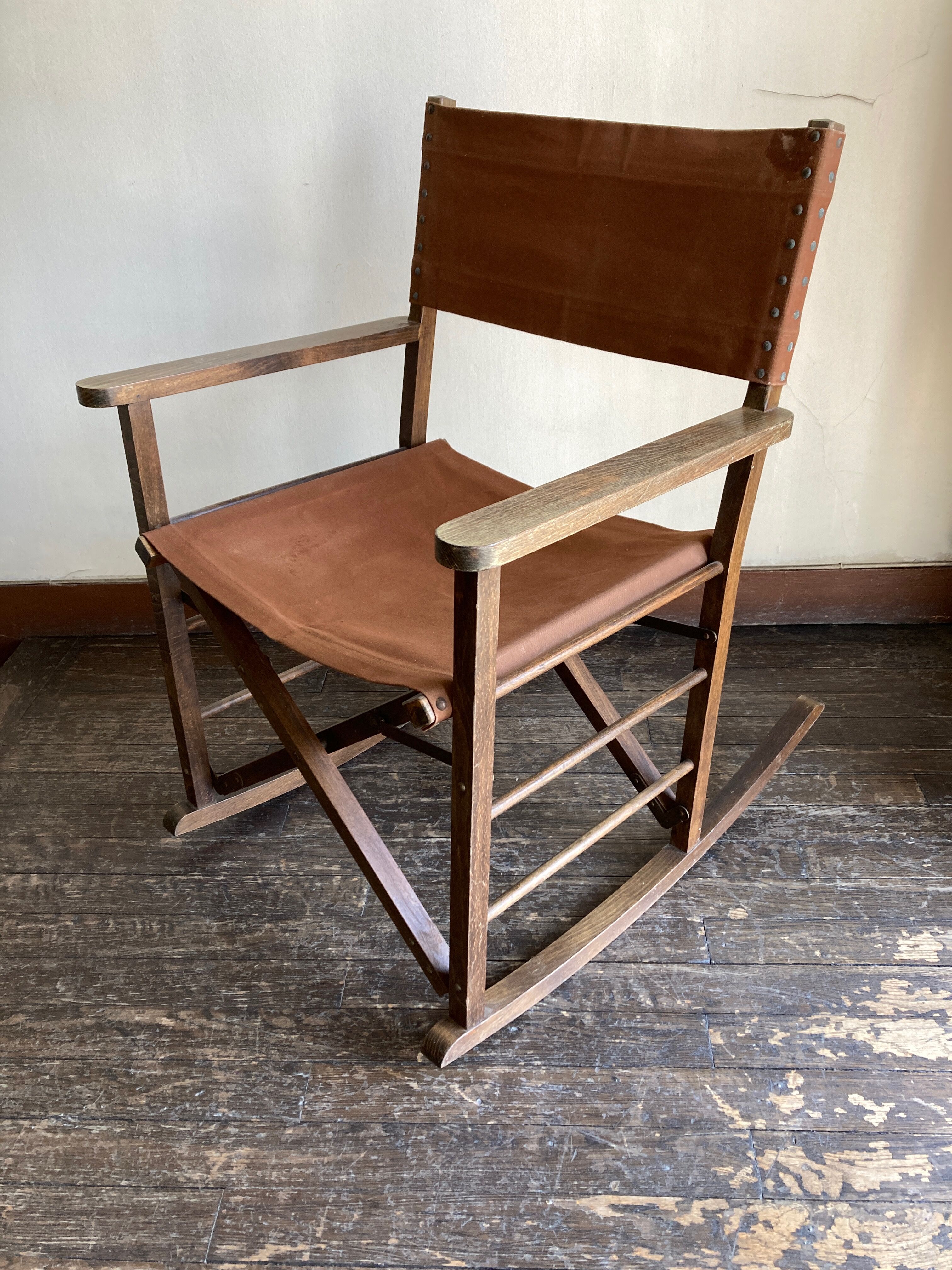 Fauteuil safari à bascule pliant 1950