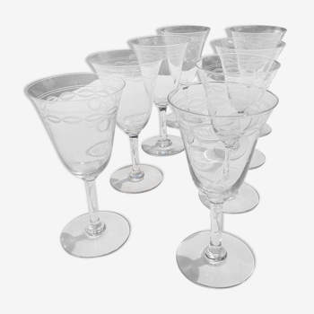 Set of 9 glasses crystal walk 1930s