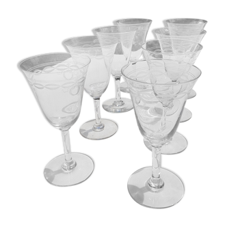 Set of 9 glasses crystal walk 1930s