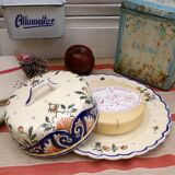 Camembert dish or butter dish in Rouen earthenware