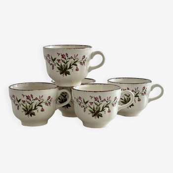 Pagnossin earthenware floral coffee cups, Treviso, Italy.