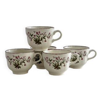 Pagnossin earthenware floral coffee cups, Treviso, Italy.