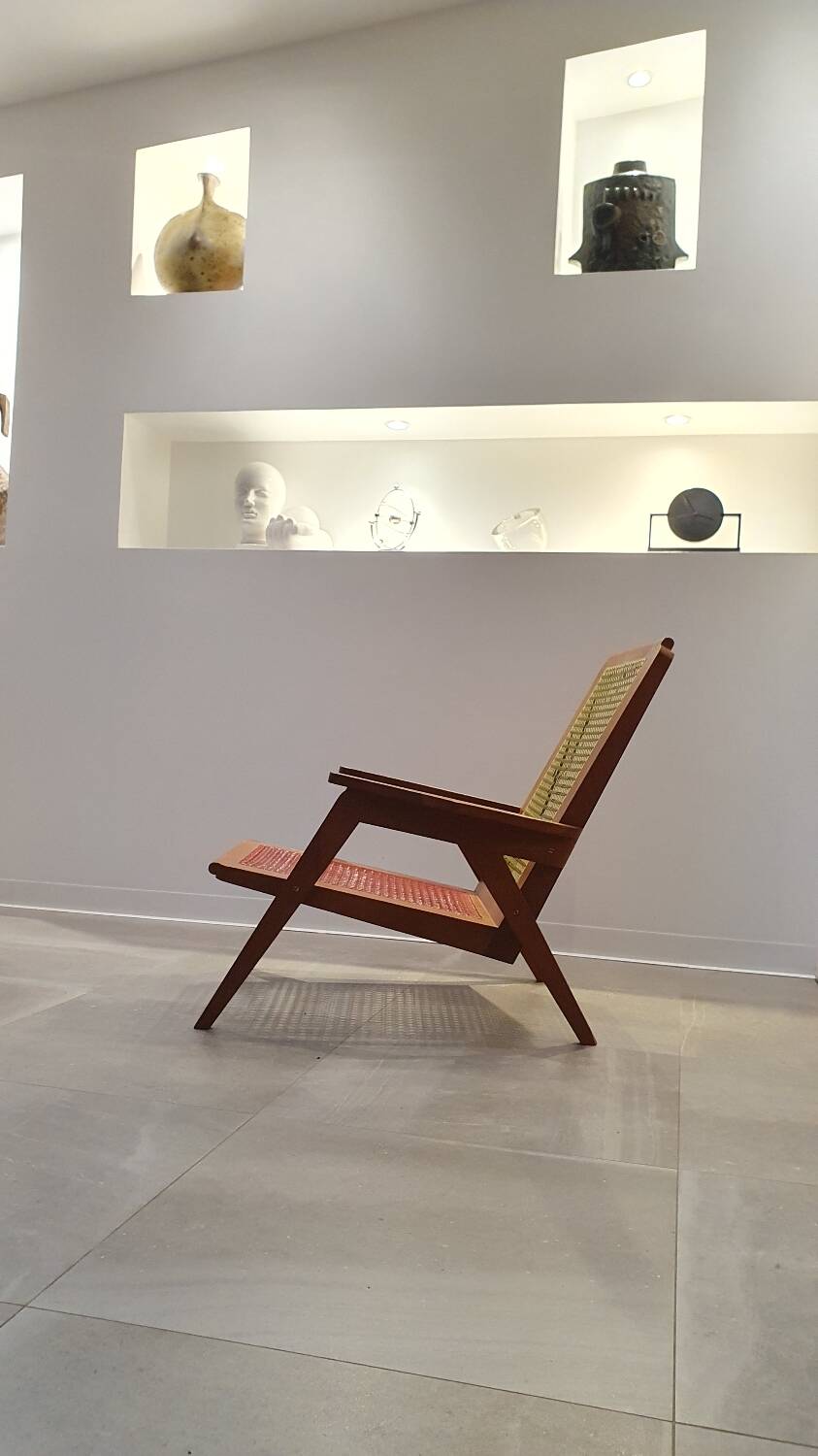 Mahogany cane armchair from the 60s