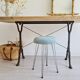 Antique metal and blue velvet stool, 1960s