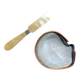 Caviar Dish Genuine Mother of Pearl Shell Knife & Teak Wood