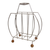 Vintage magazine rack in metal and wood