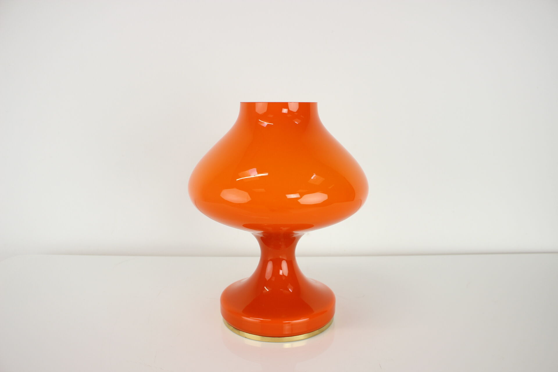 All Glass Orange Table Lamp by Valasske Mezirici, 1970s