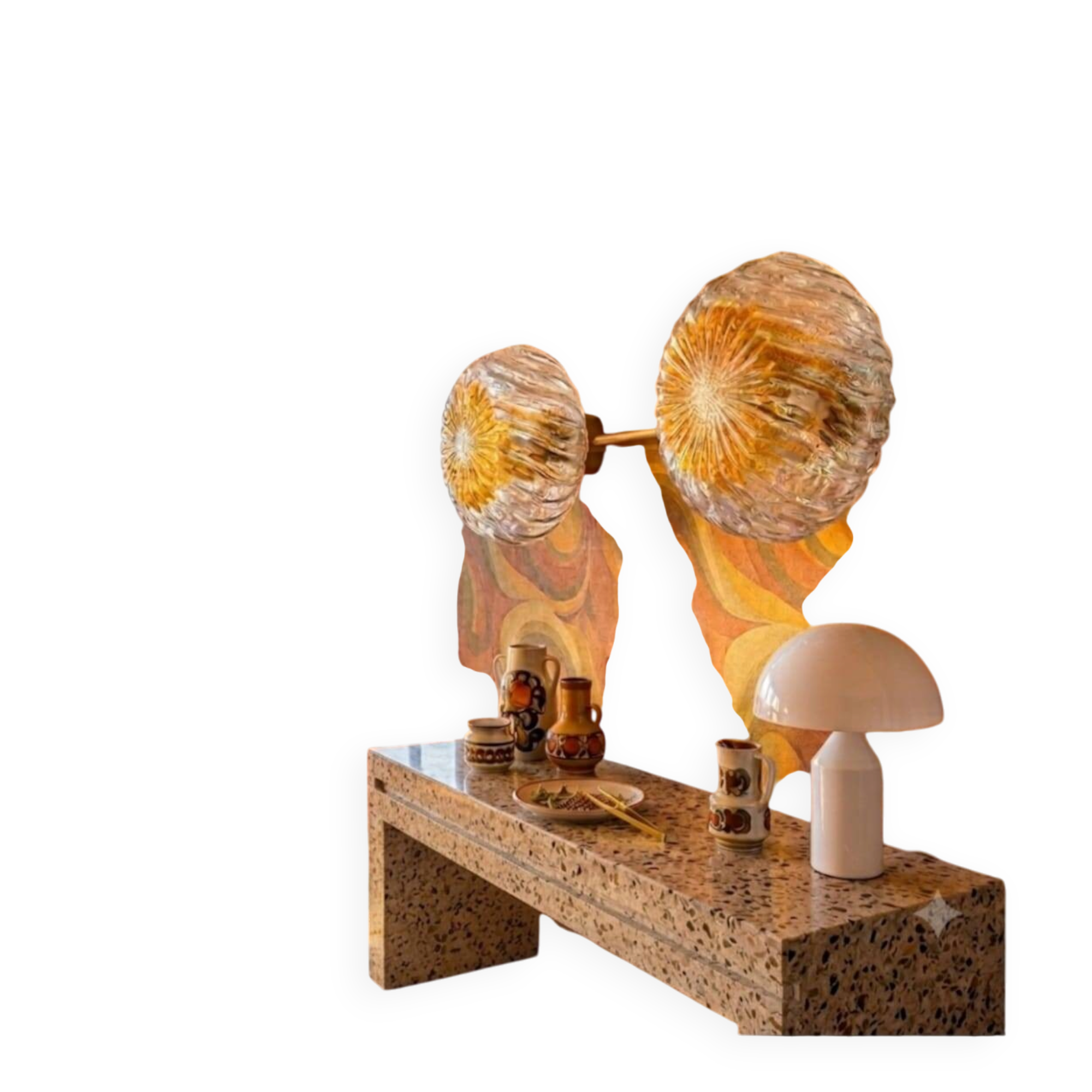 1970 Mazzega pair of vintage Murano wall lights