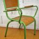 Metal and wood school chair with armrest