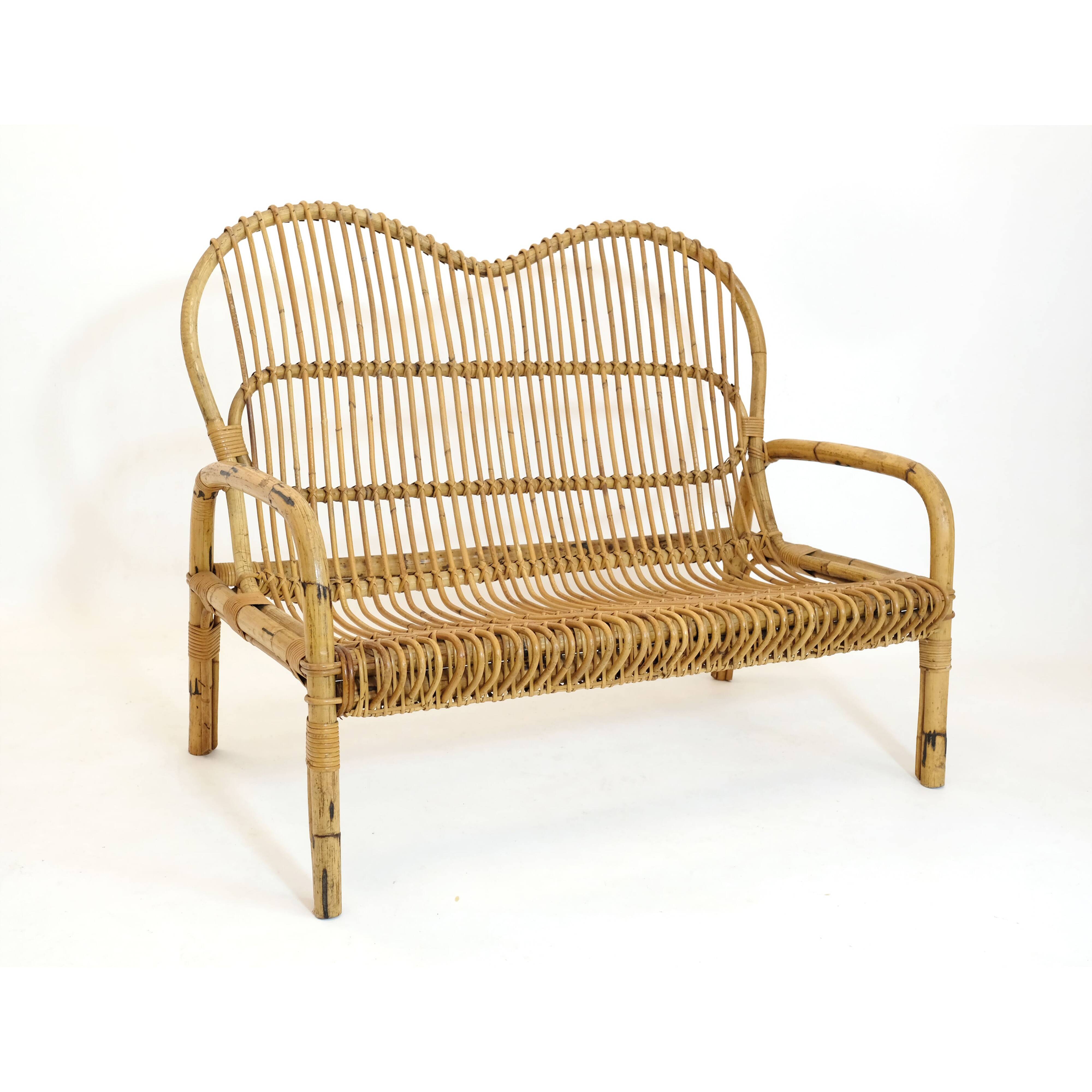 Canapé en rotin italien des années 60