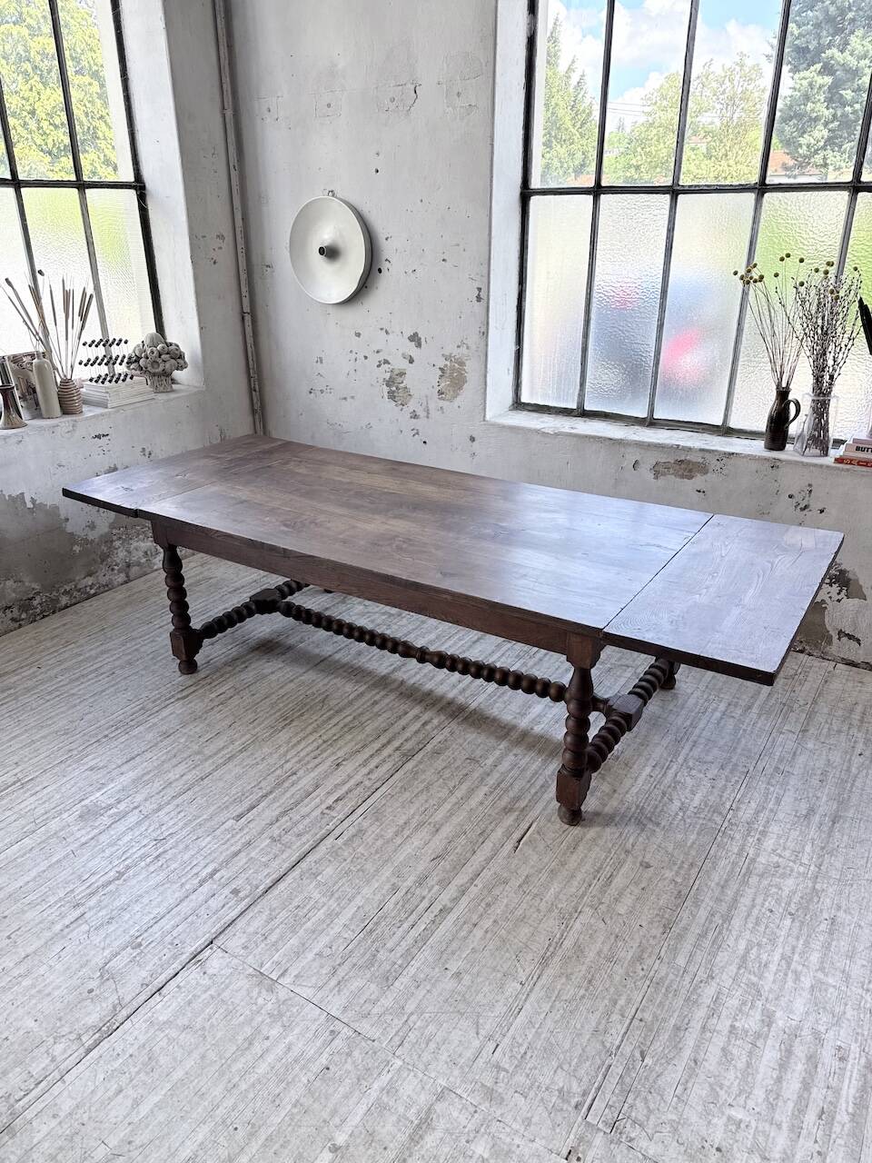 Solid oak table 1900 drapery style XL 280cm with extensions