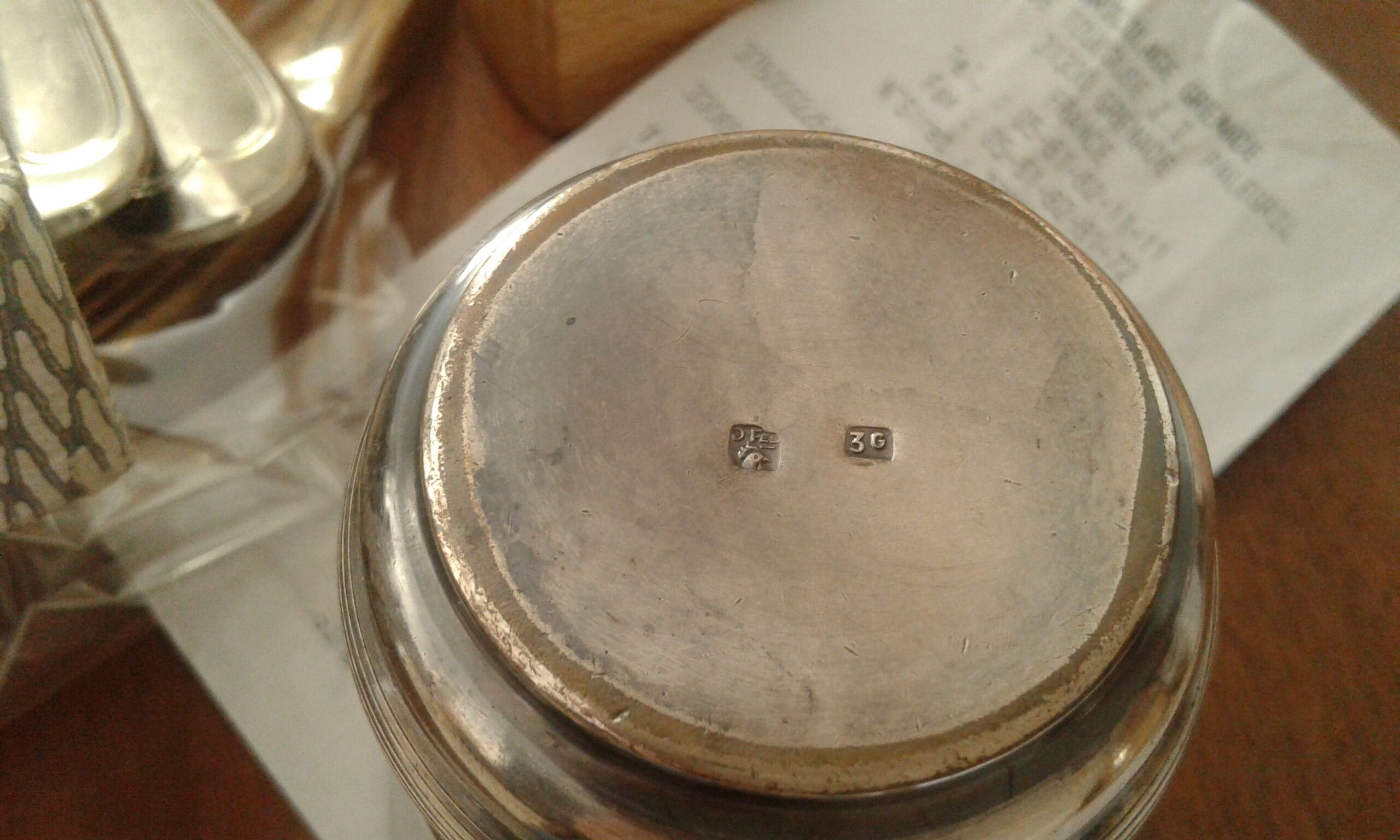 baptismal box. cup .spoon and fork