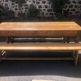 Farmhouse table with 2 solid oak benches