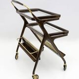 Cesare Lacca Mid-Century Modern Italian Walnut Brass Bar Cart by Cassina