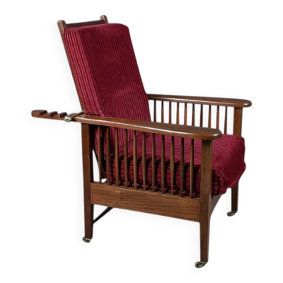 Fauteuil Morris en acajou, style Arts & Crafts, début XXe