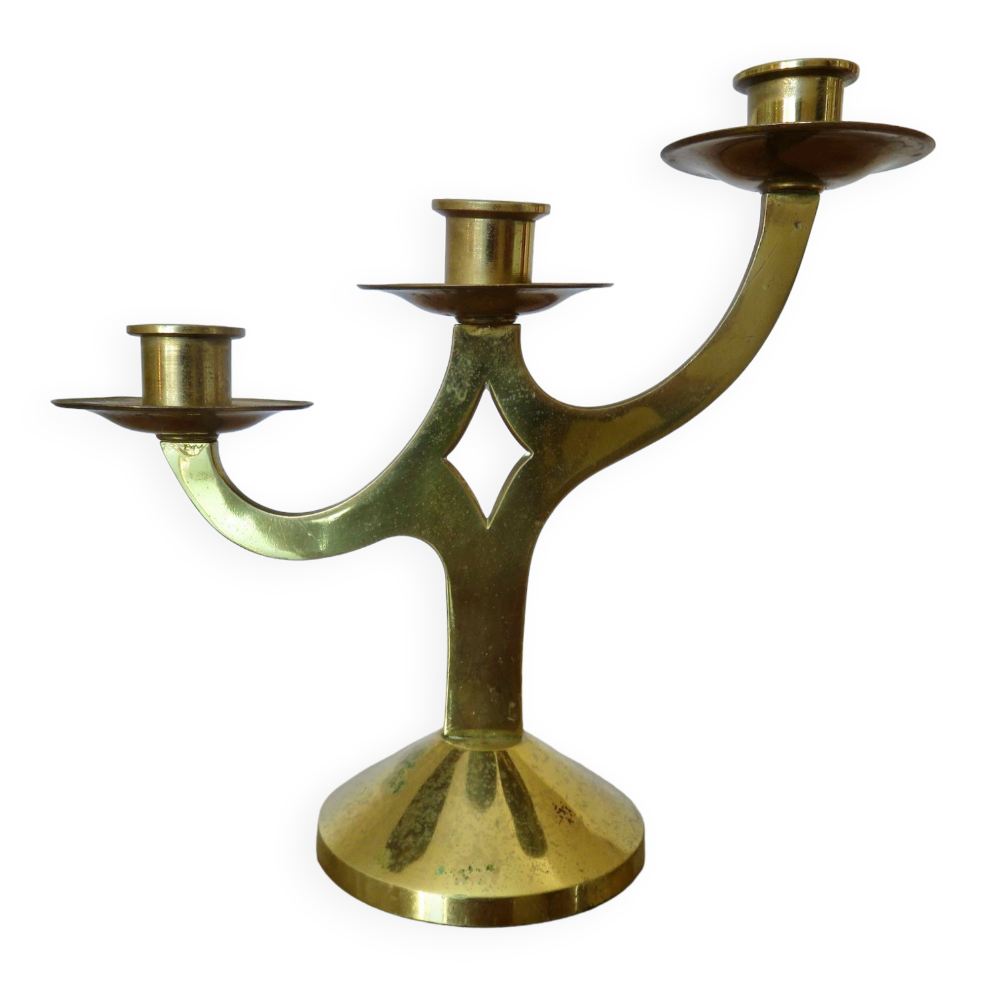 Modernist brass candle holder from the 70s