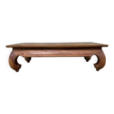 Large solid teak opium coffee table, elephant legs