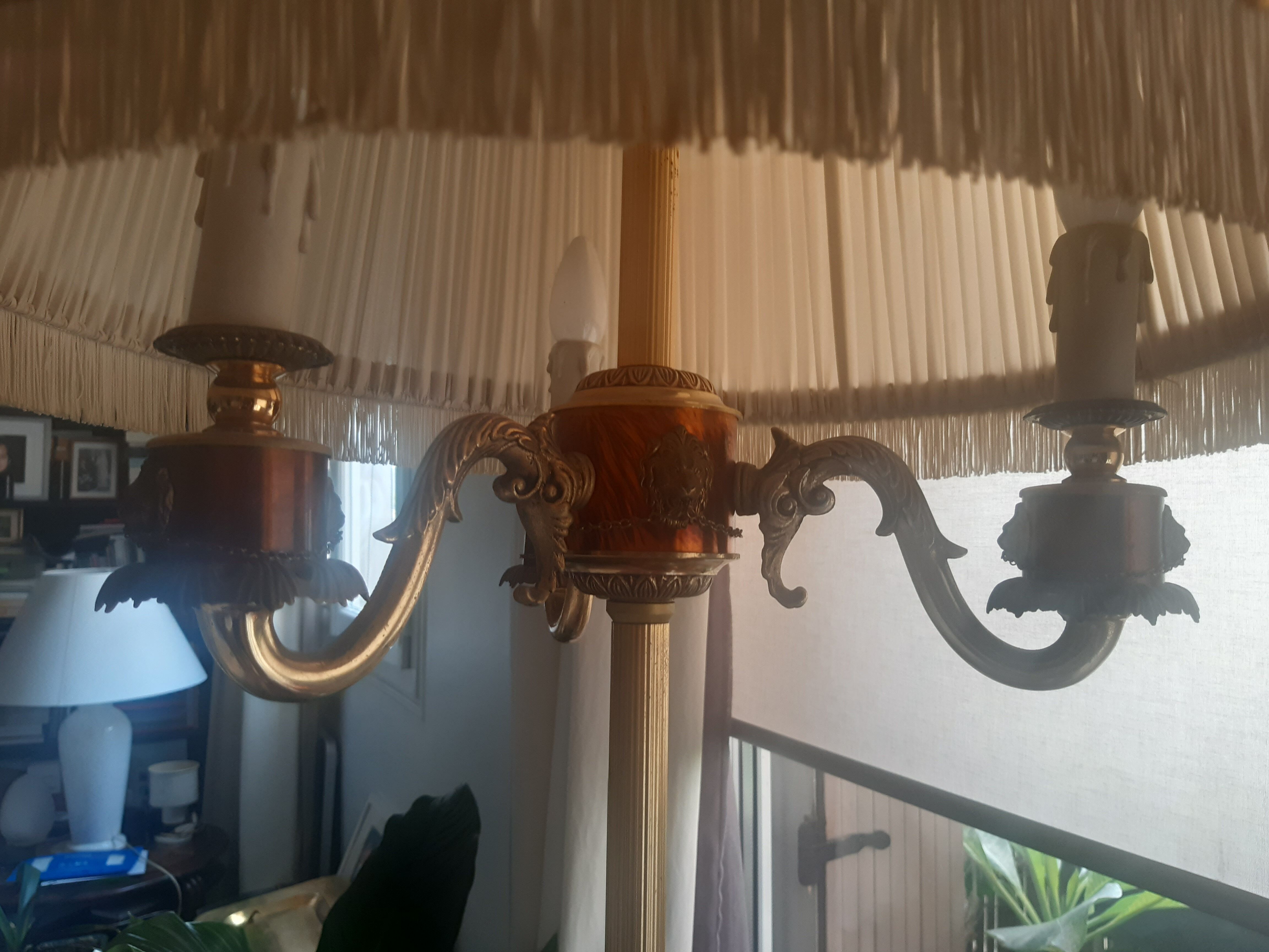 Vintage bronze lampshade floor lamp
