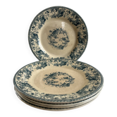 Terre de fer gien 1875 — collection bouquet de roses assiette plate lo