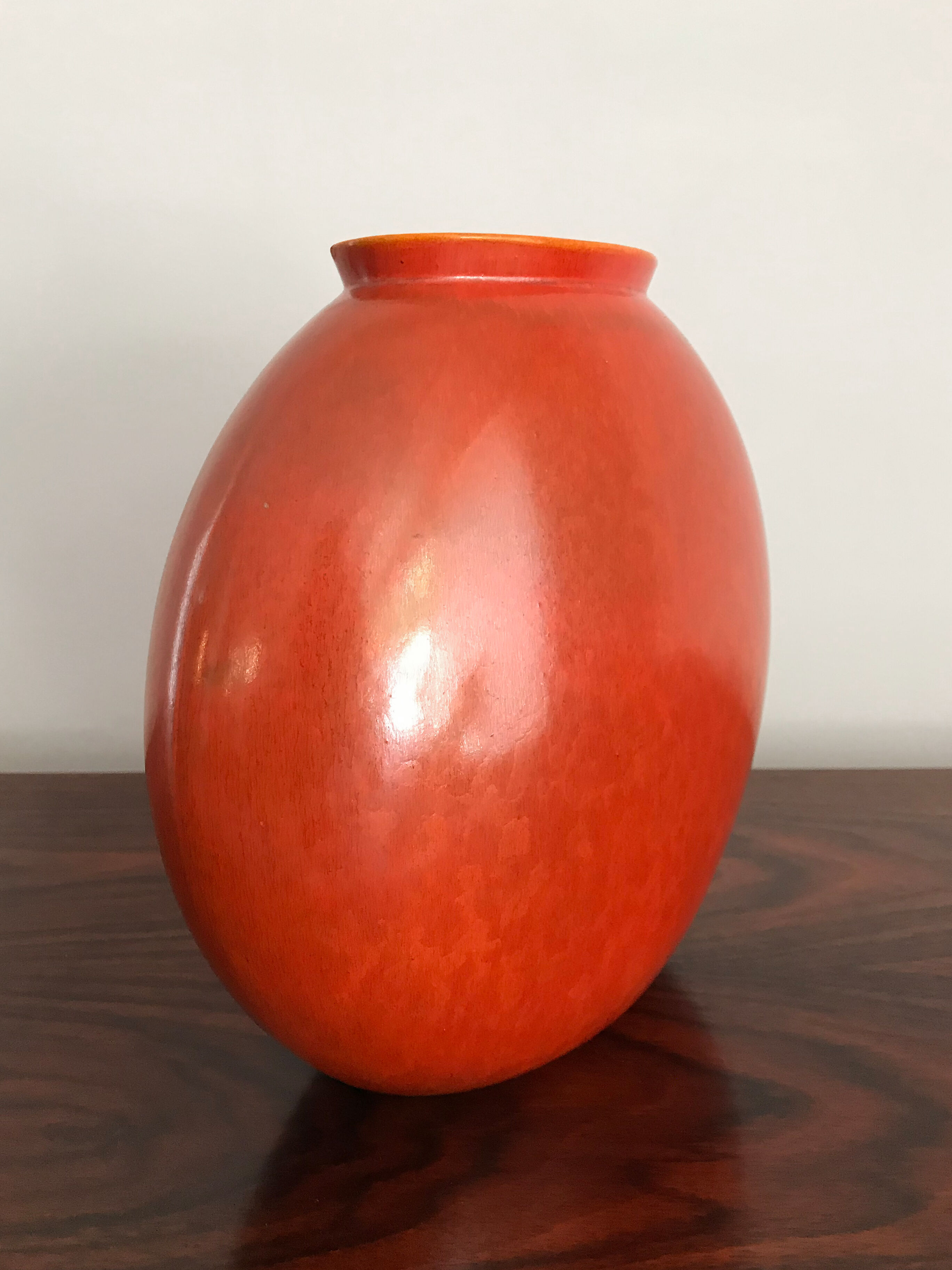 Italian Guido Andloviz big orange ceramic vase, 1940s