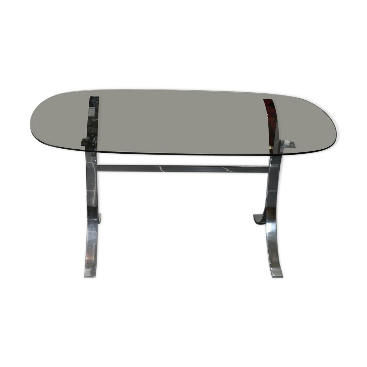 Dining table in smoked glass brown chrome structure