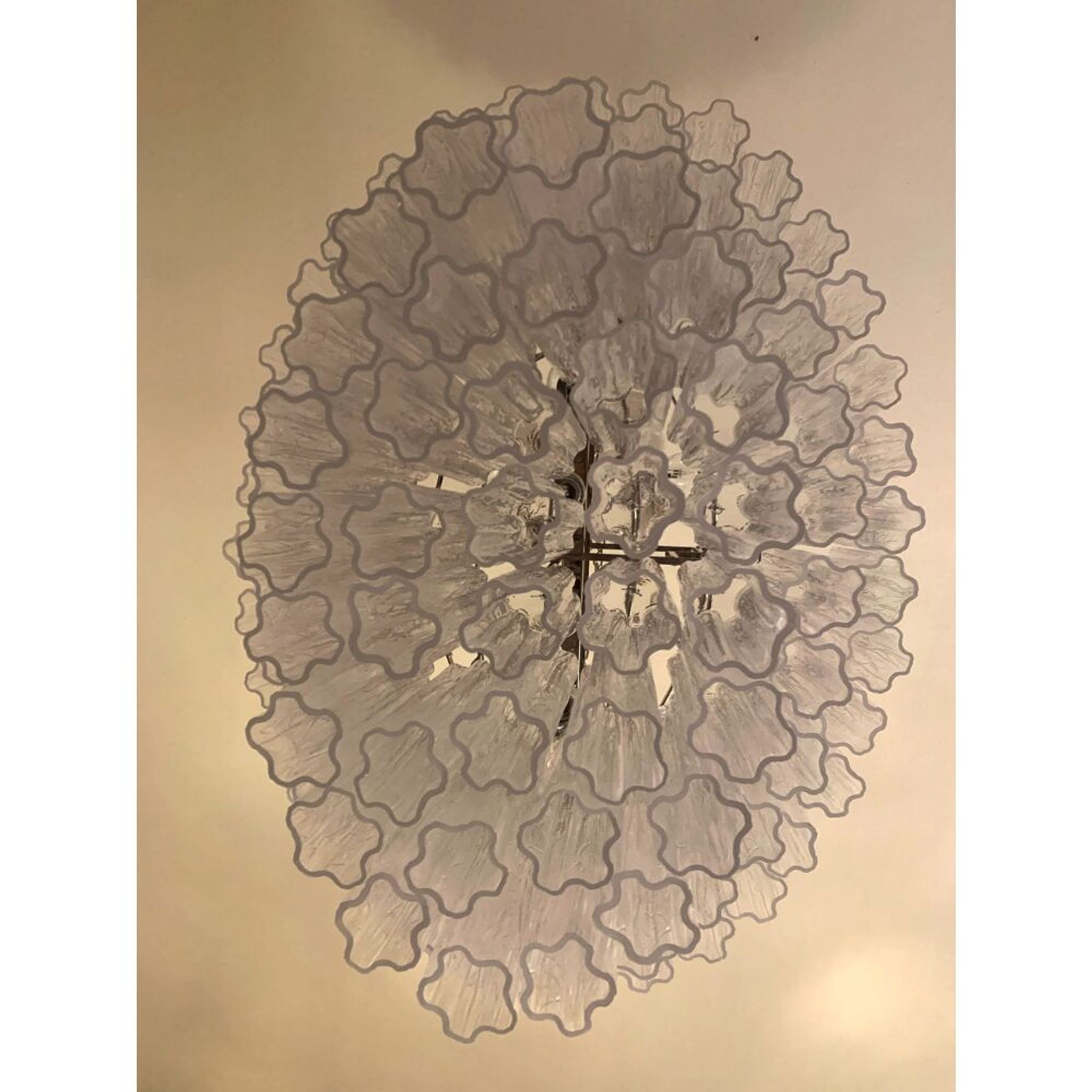 Oval transparent “tronchi” murano glass chandelier