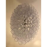 Lustre ovale en verre de murano transparent