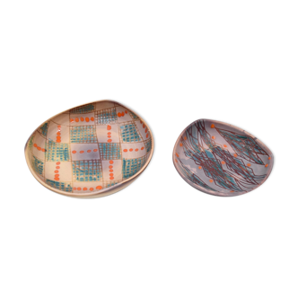 2 coupes polylobées Hélène Ugo Vallauris céramique années 50