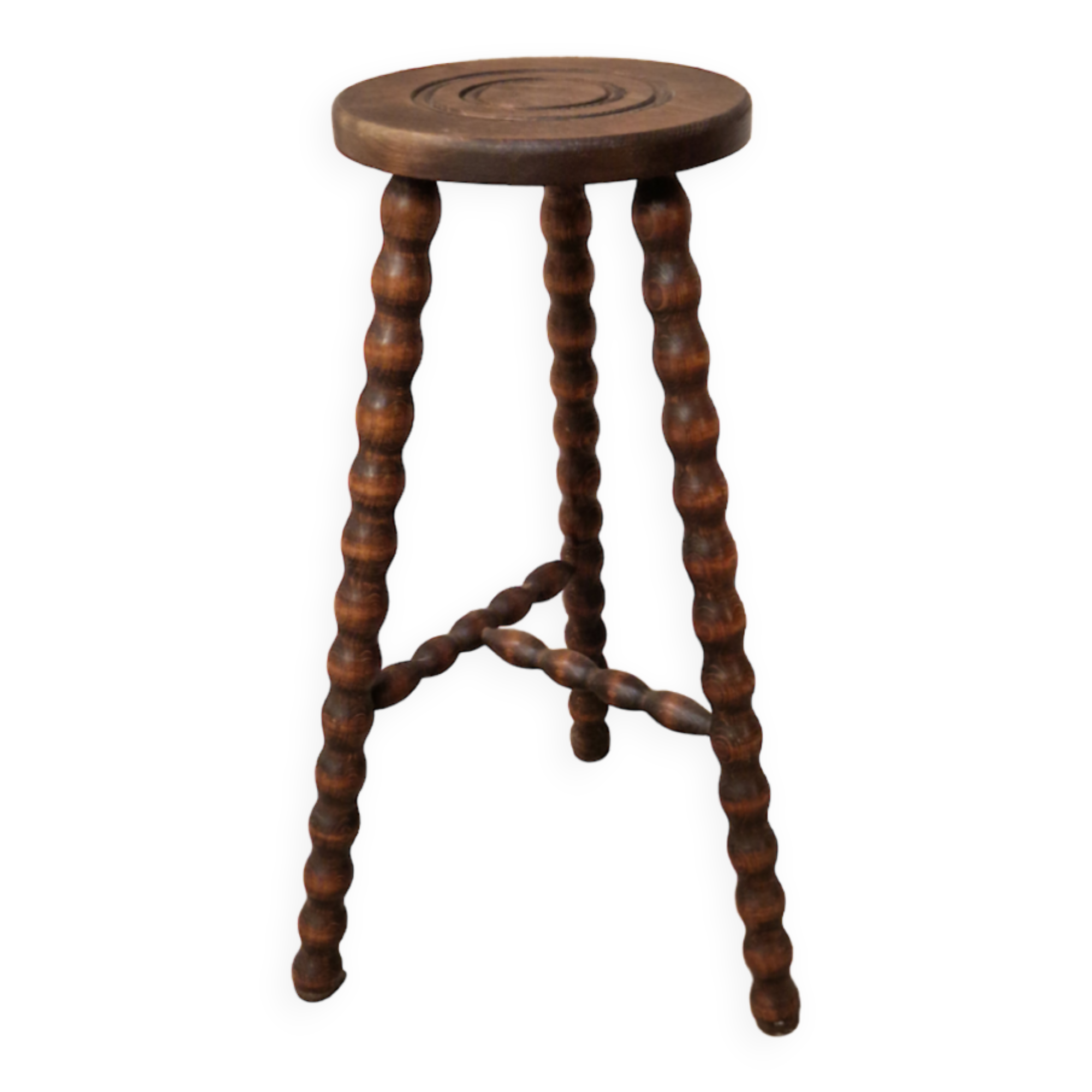 Turned wooden top stool