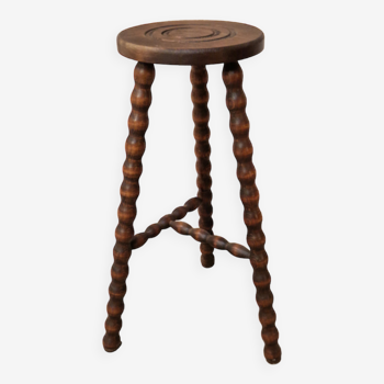 Turned wooden top stool